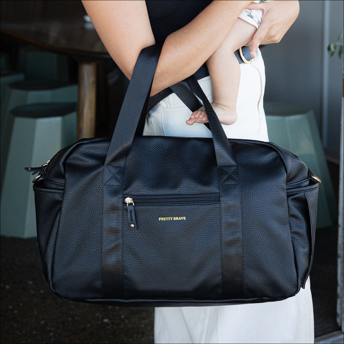 STELLA BABY BAG Black Pebble