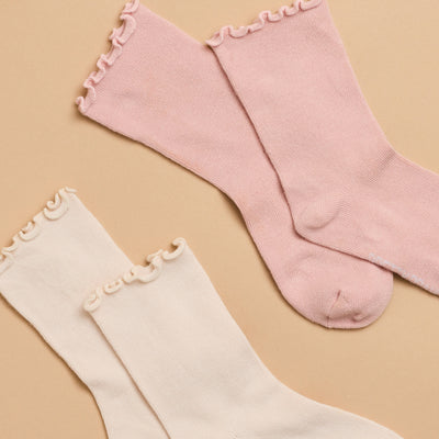 2-PACK RUFFLE SOCKS Blush/Stone